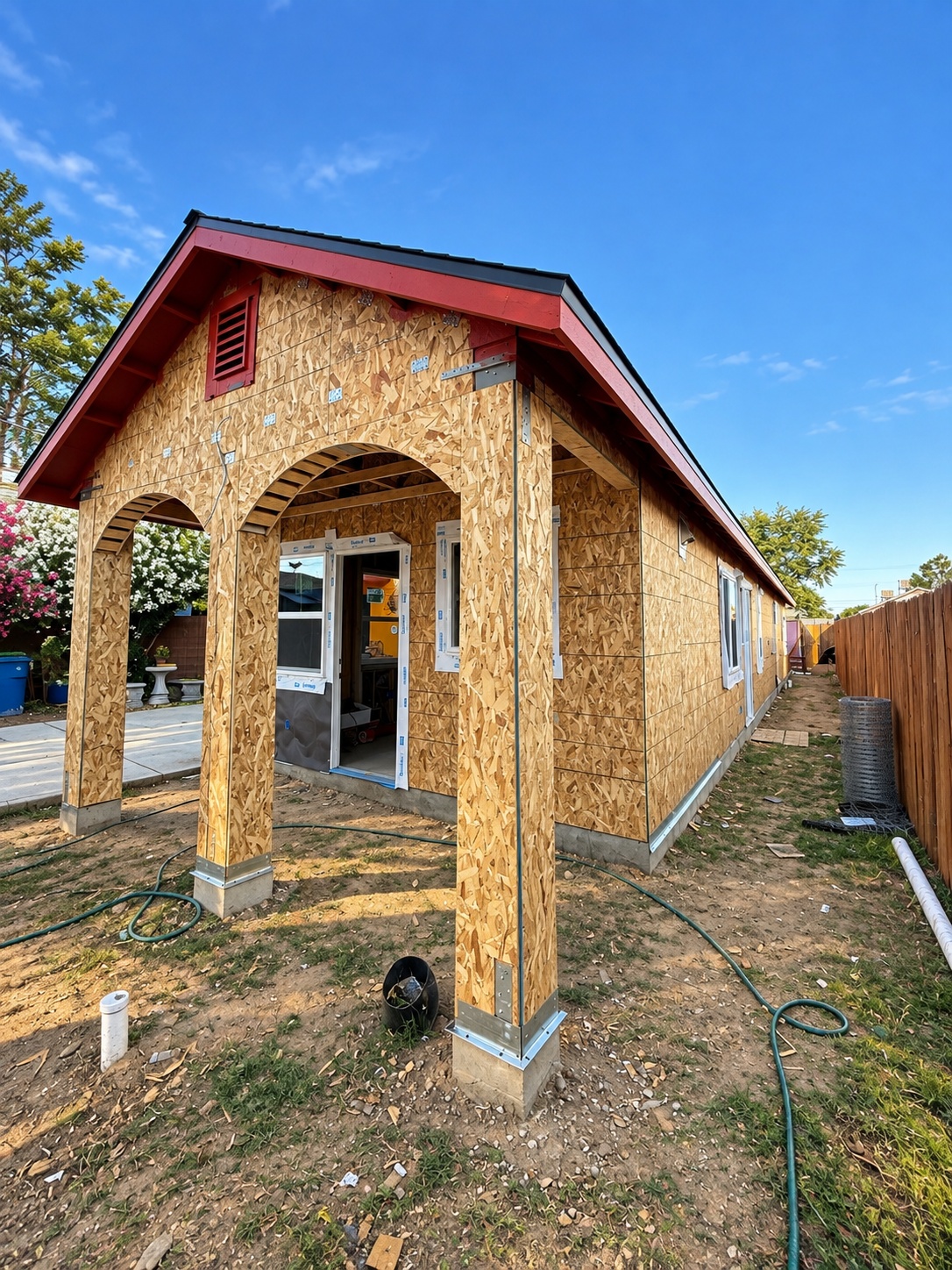 ADU framing and exterior sheathing in progress
