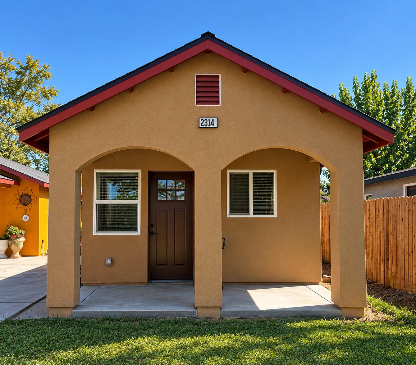 Completed ADU with covered front porch