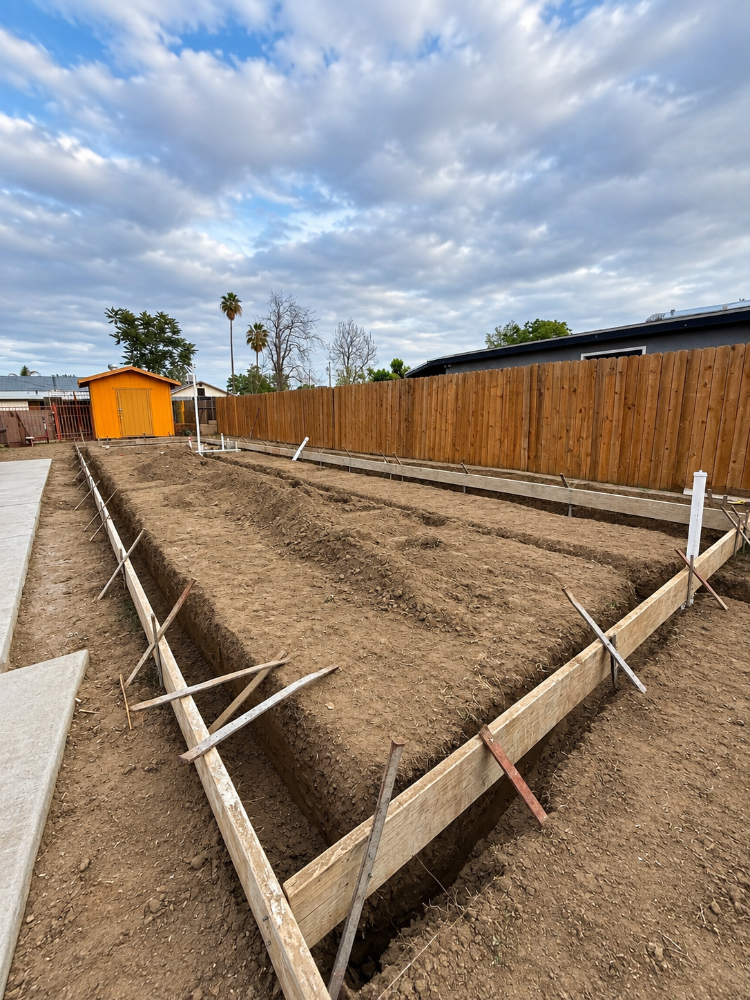 ADU foundation layout and excavation